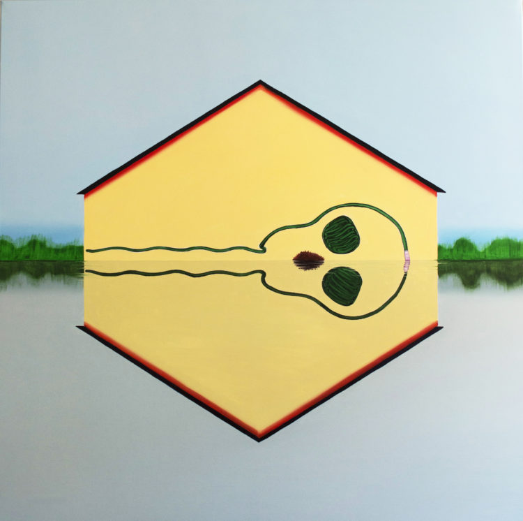 Śmierć malarza, 120 x 120 cm, 2017